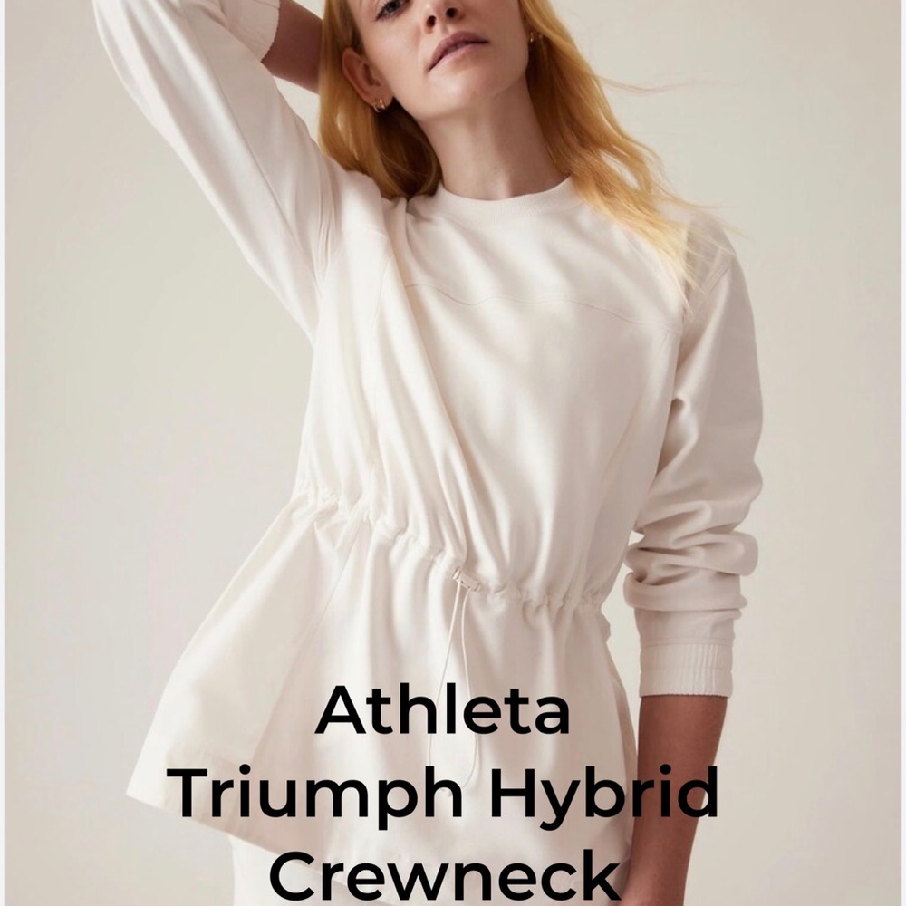 Athleta Cream Triumph Hybrid Crewneck